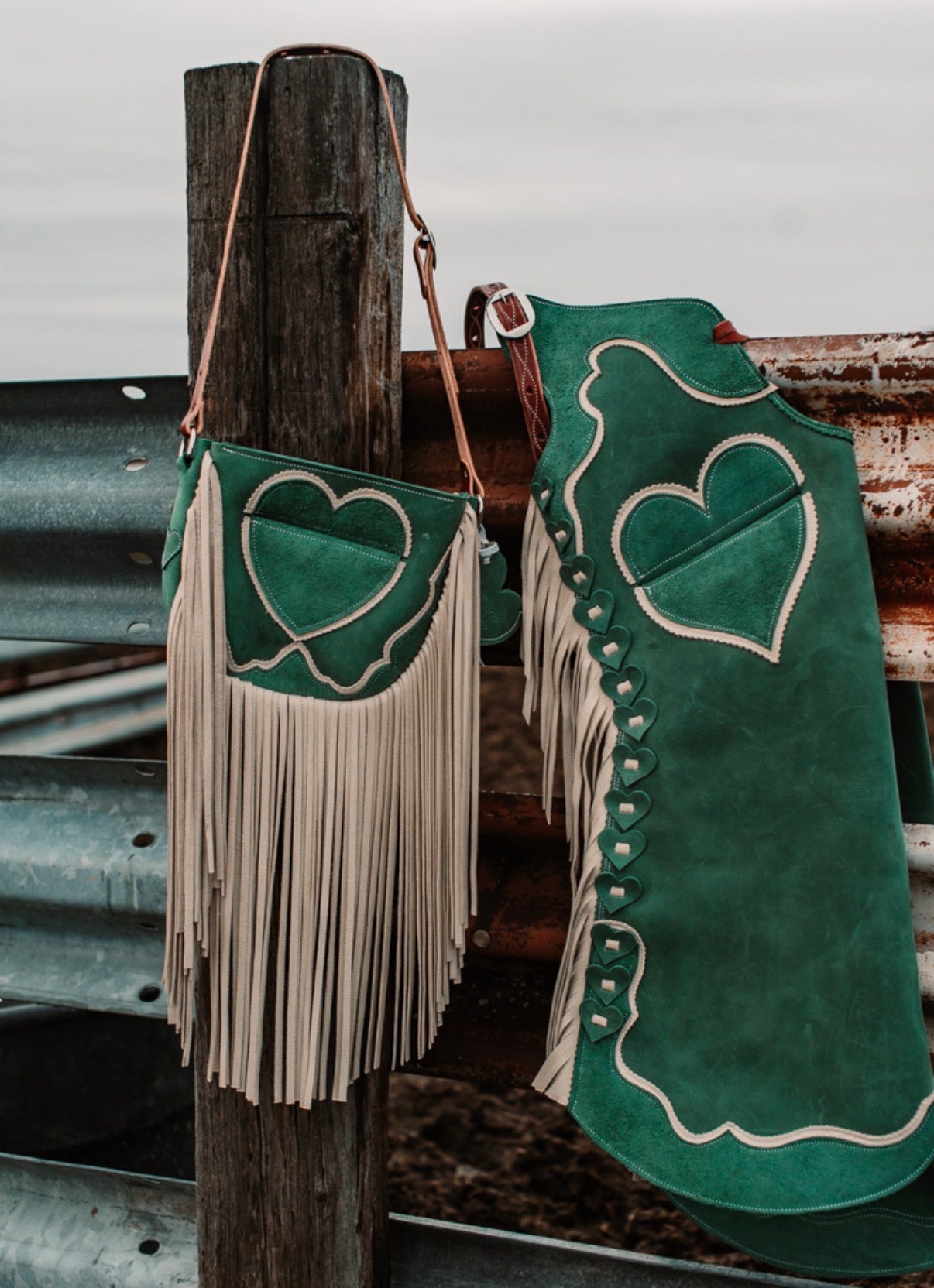 Green Hearts Chap Purse