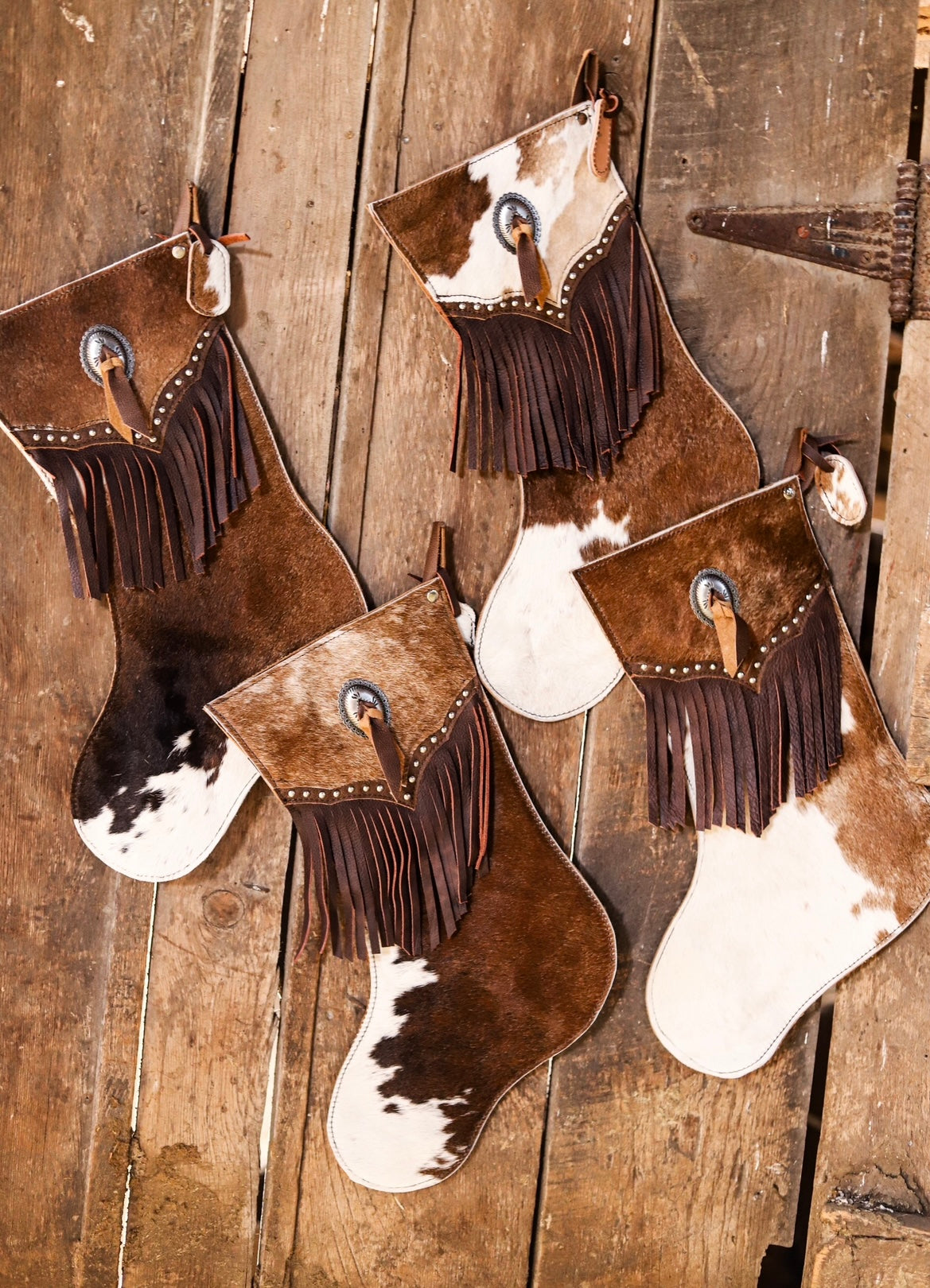 Cowhide Christmas Stockings