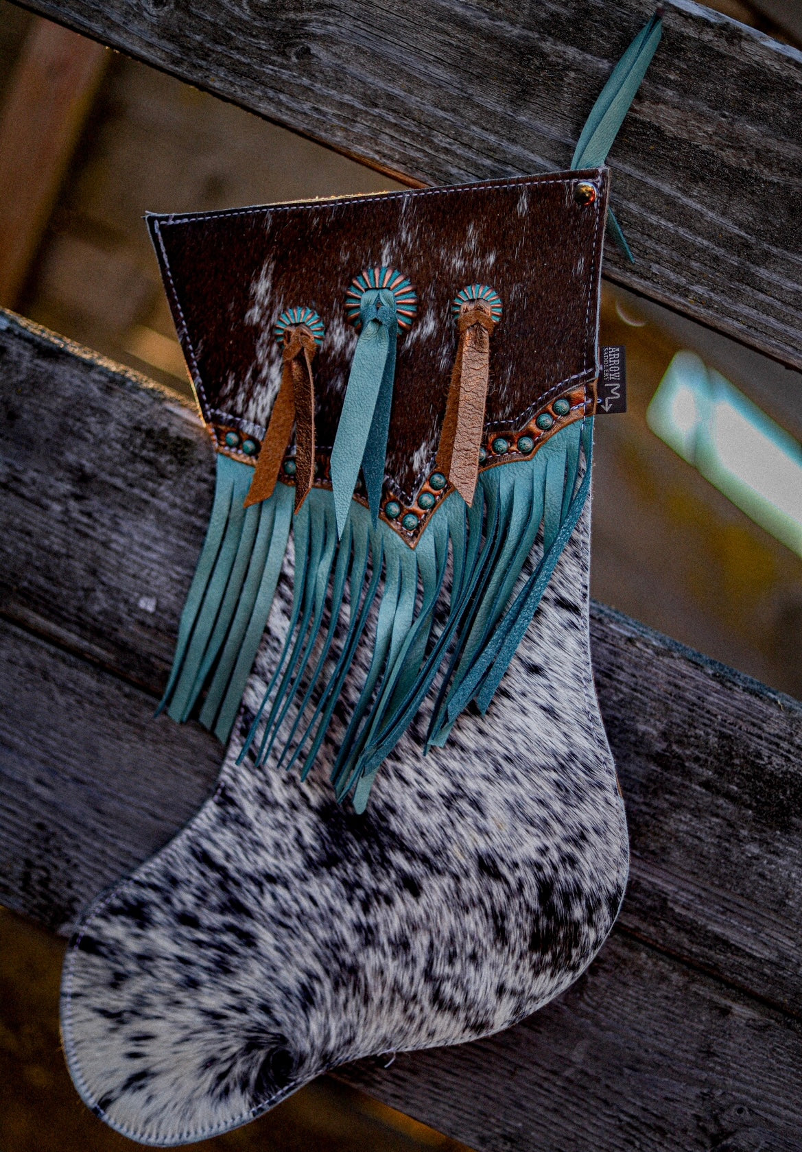 Cowhide Christmas Stocking