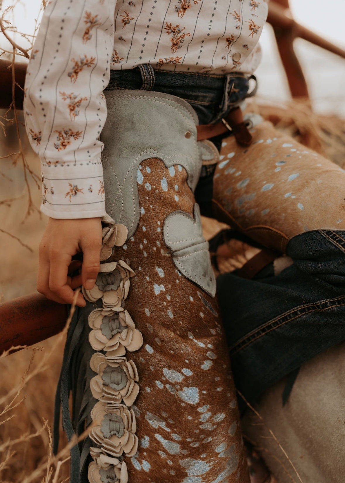 Wild Wind Denim and Petals Chaps