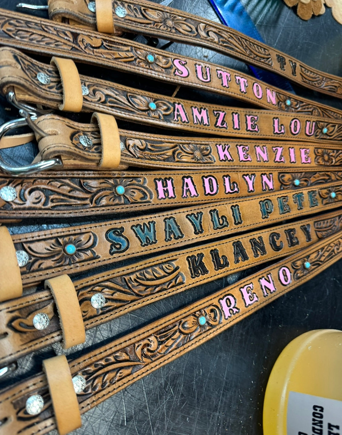 Tooled Toddler Name Belt