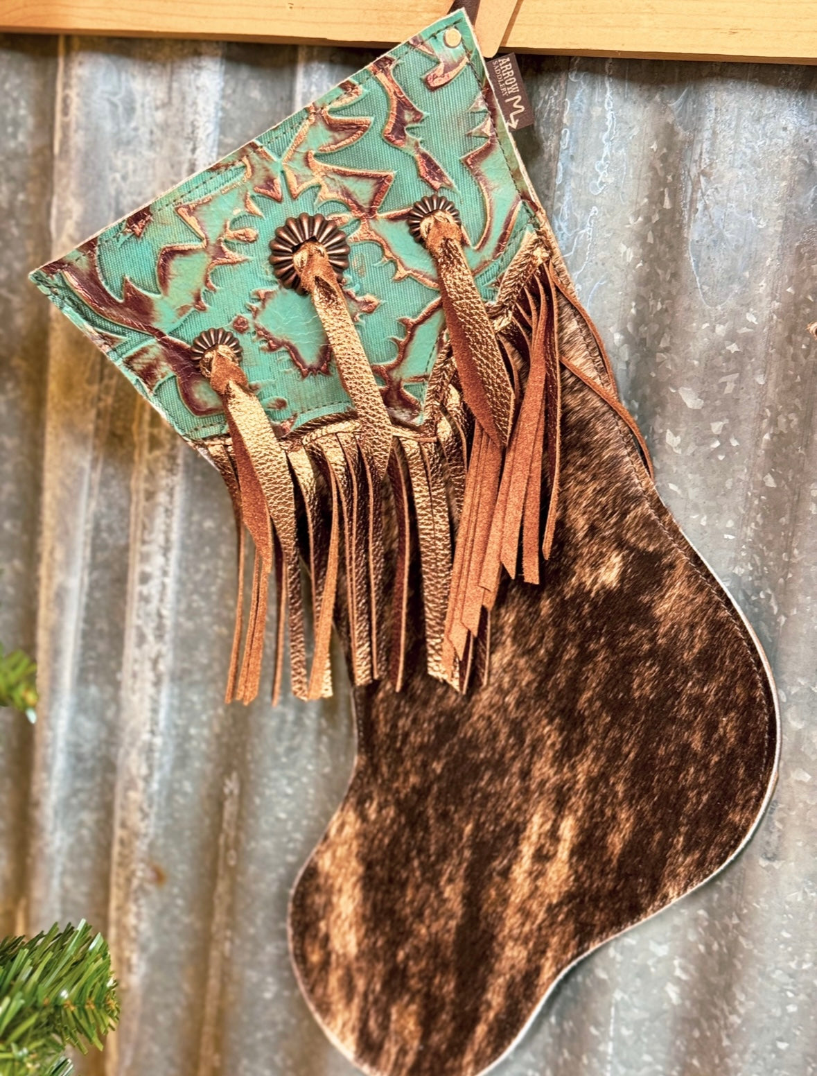 Cowhide Christmas Stocking