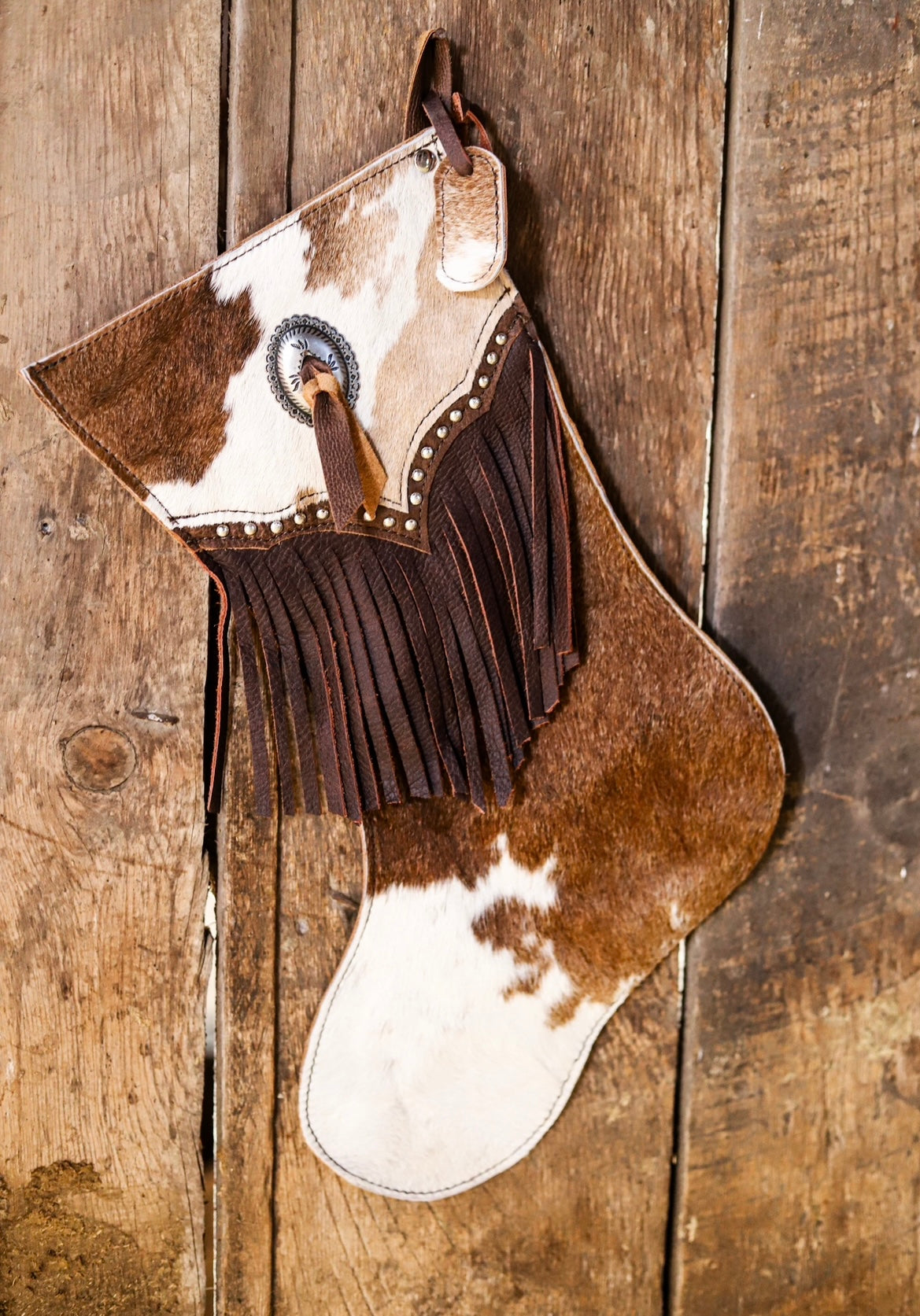 Cowhide Christmas Stockings