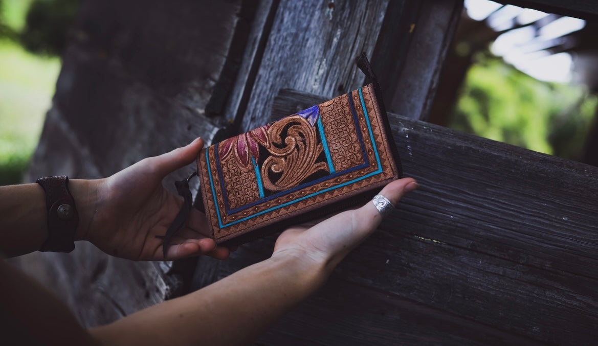 Cone Flowers Zippered Clutch Wallet