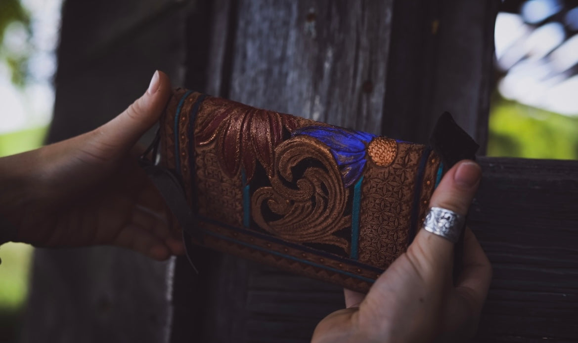 Cone Flowers Zippered Clutch Wallet