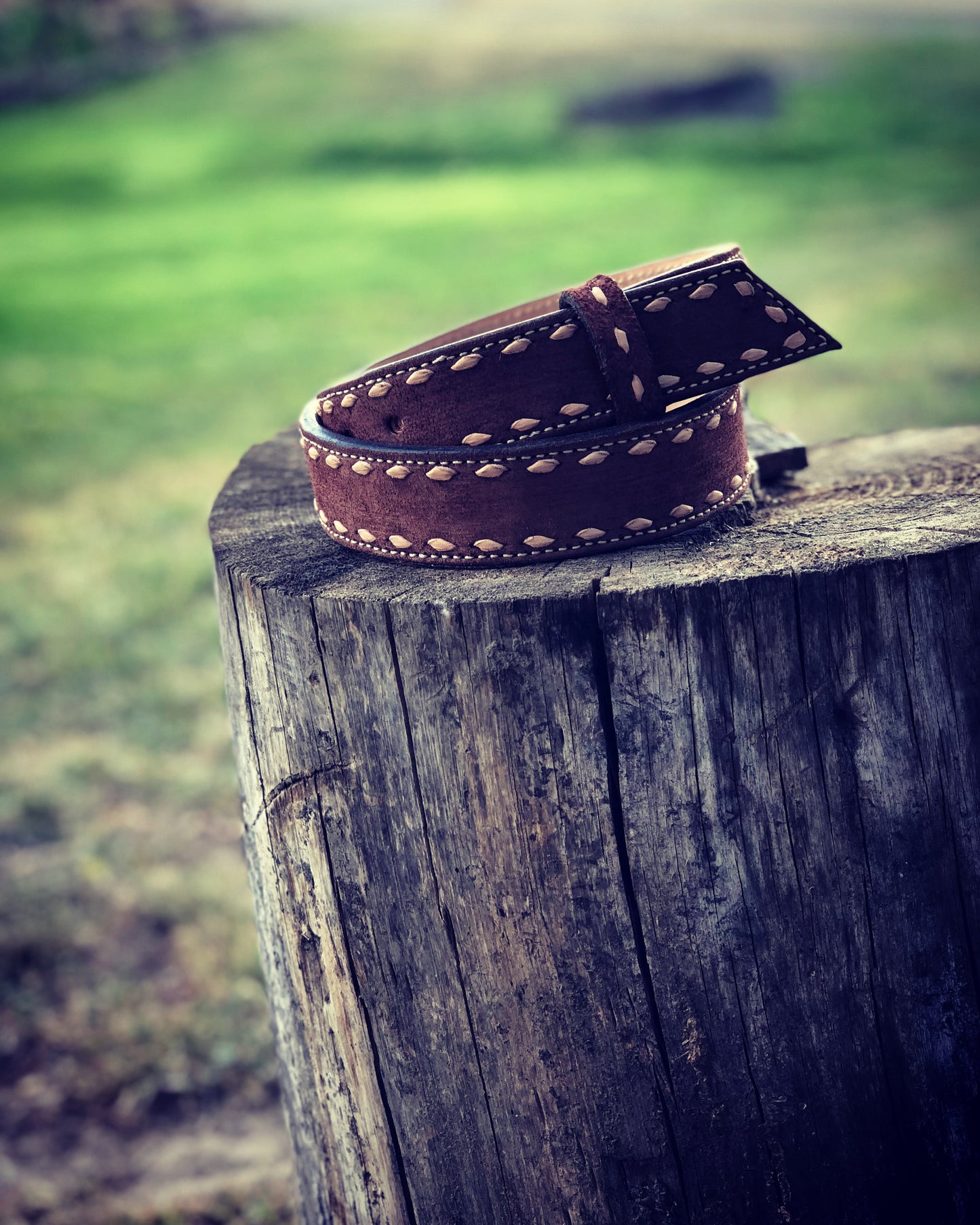 Roughout Buckstitched Belt