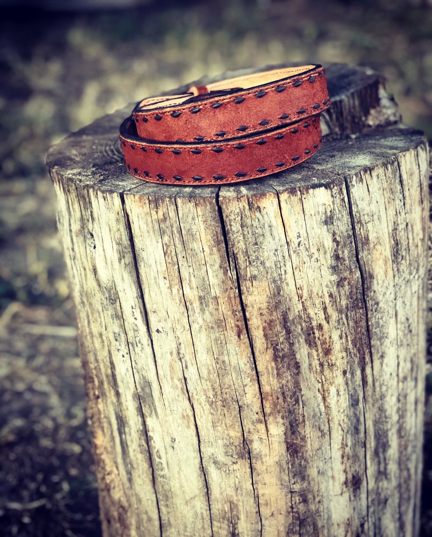 Roughout Buckstitched Belt