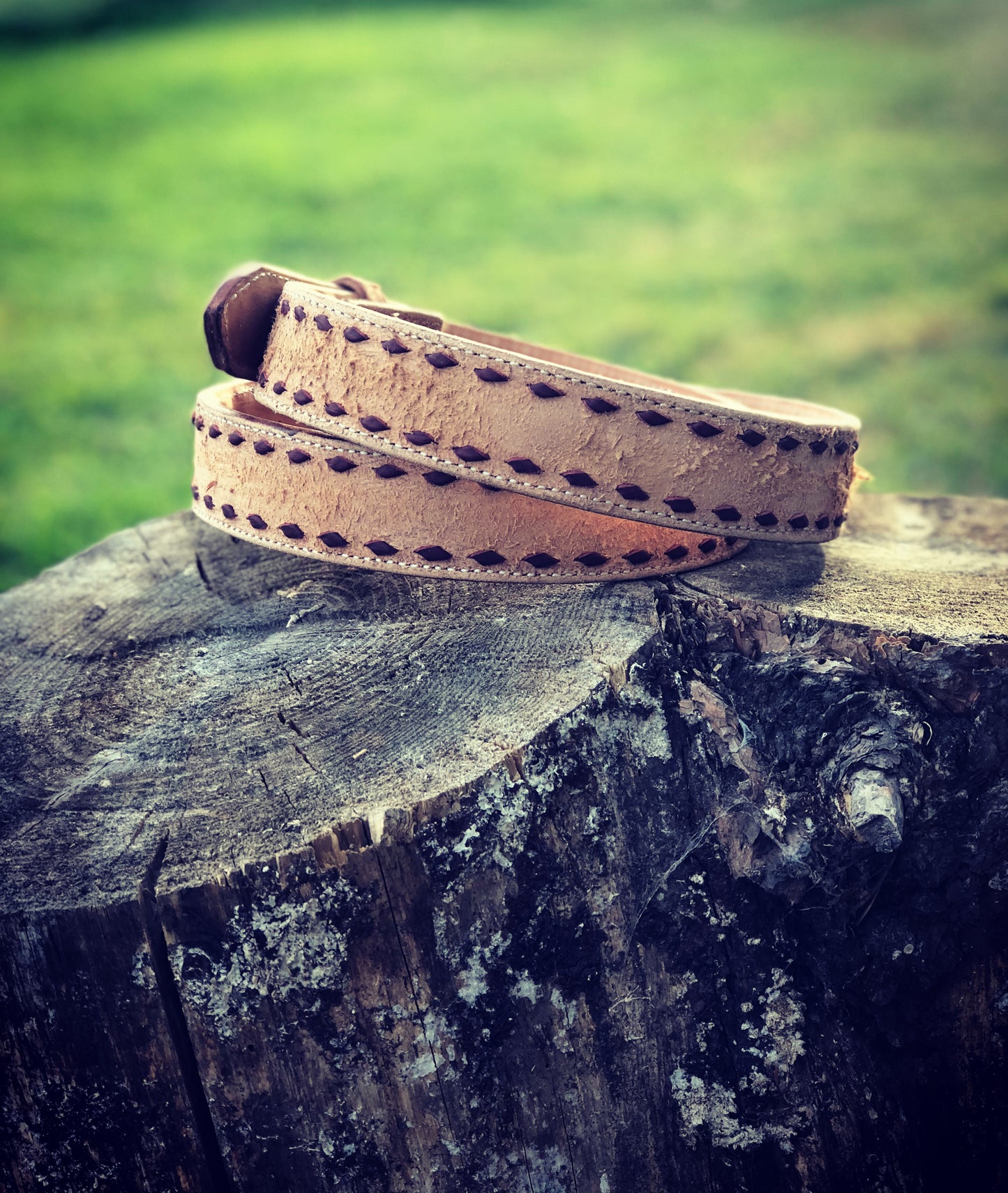 Roughout Buckstitched Belt