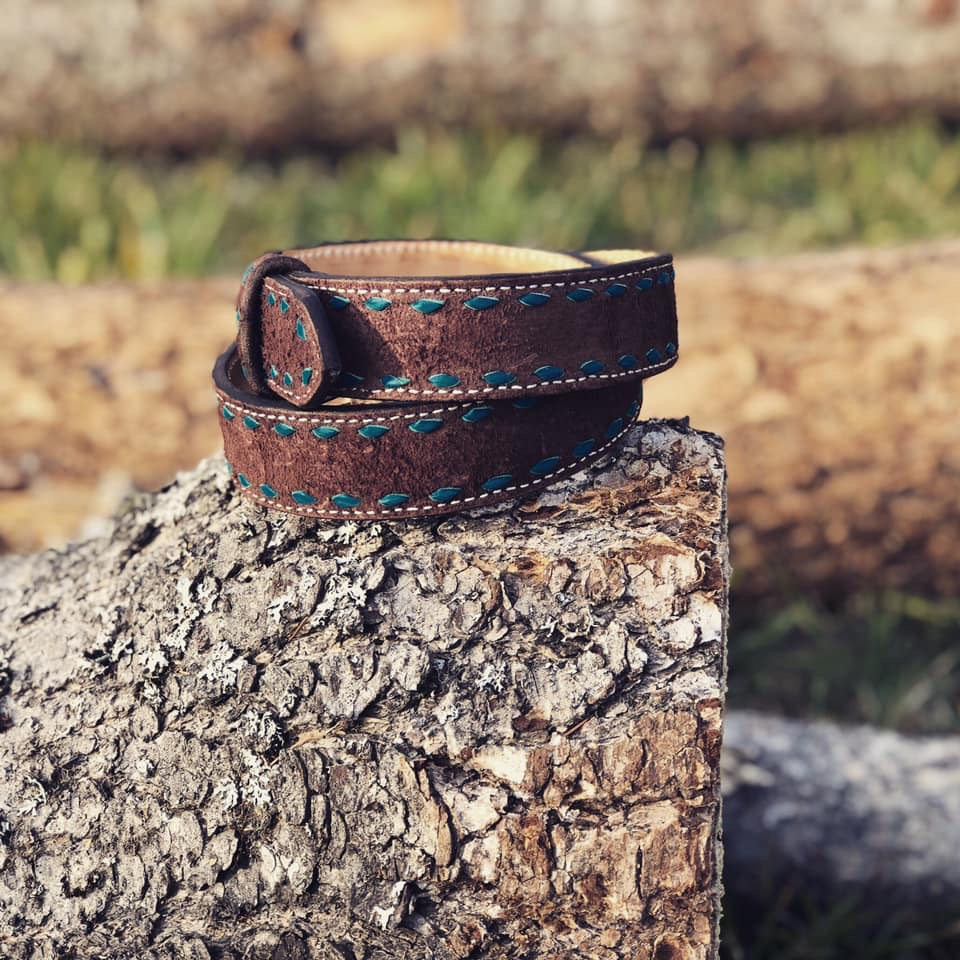 Roughout Buckstitched Belt