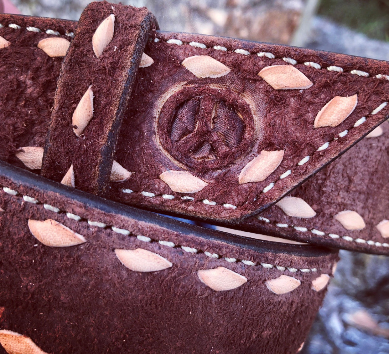 Roughout Buckstitched Belt