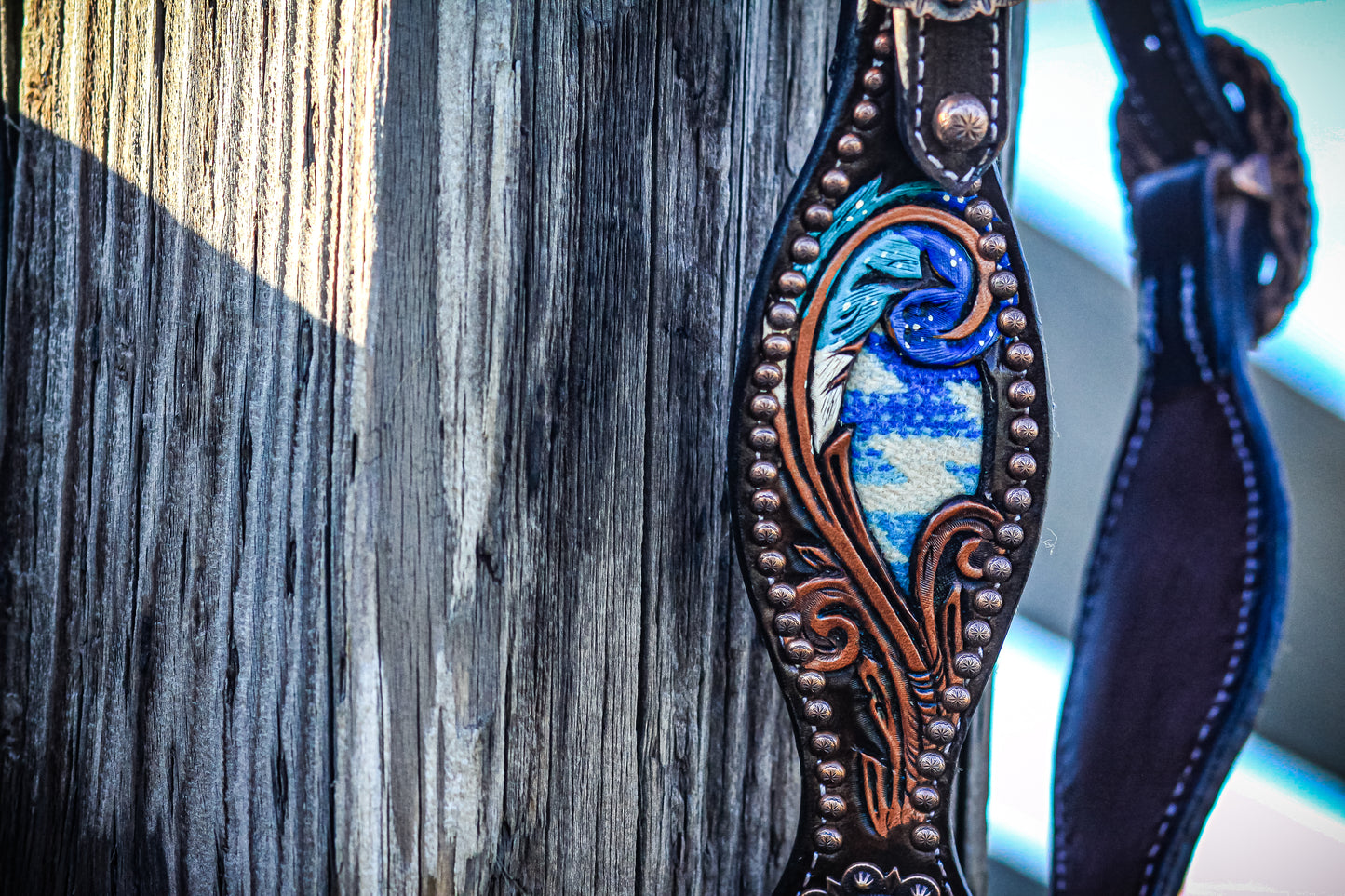 Turquoise Feathers Single Ear Headstall