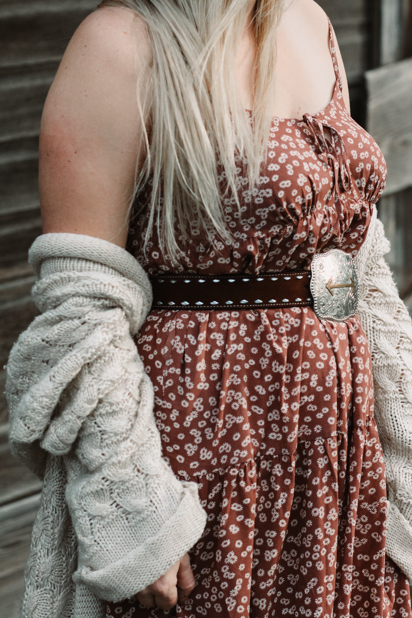 Chocolate Roughout Metallic Belt