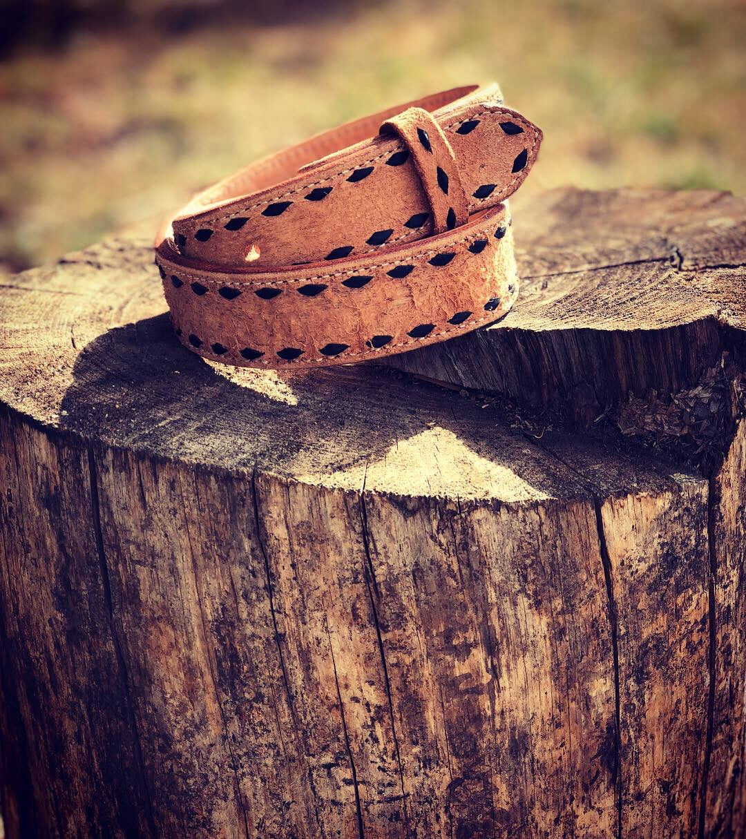 Roughout Buckstitched Belt