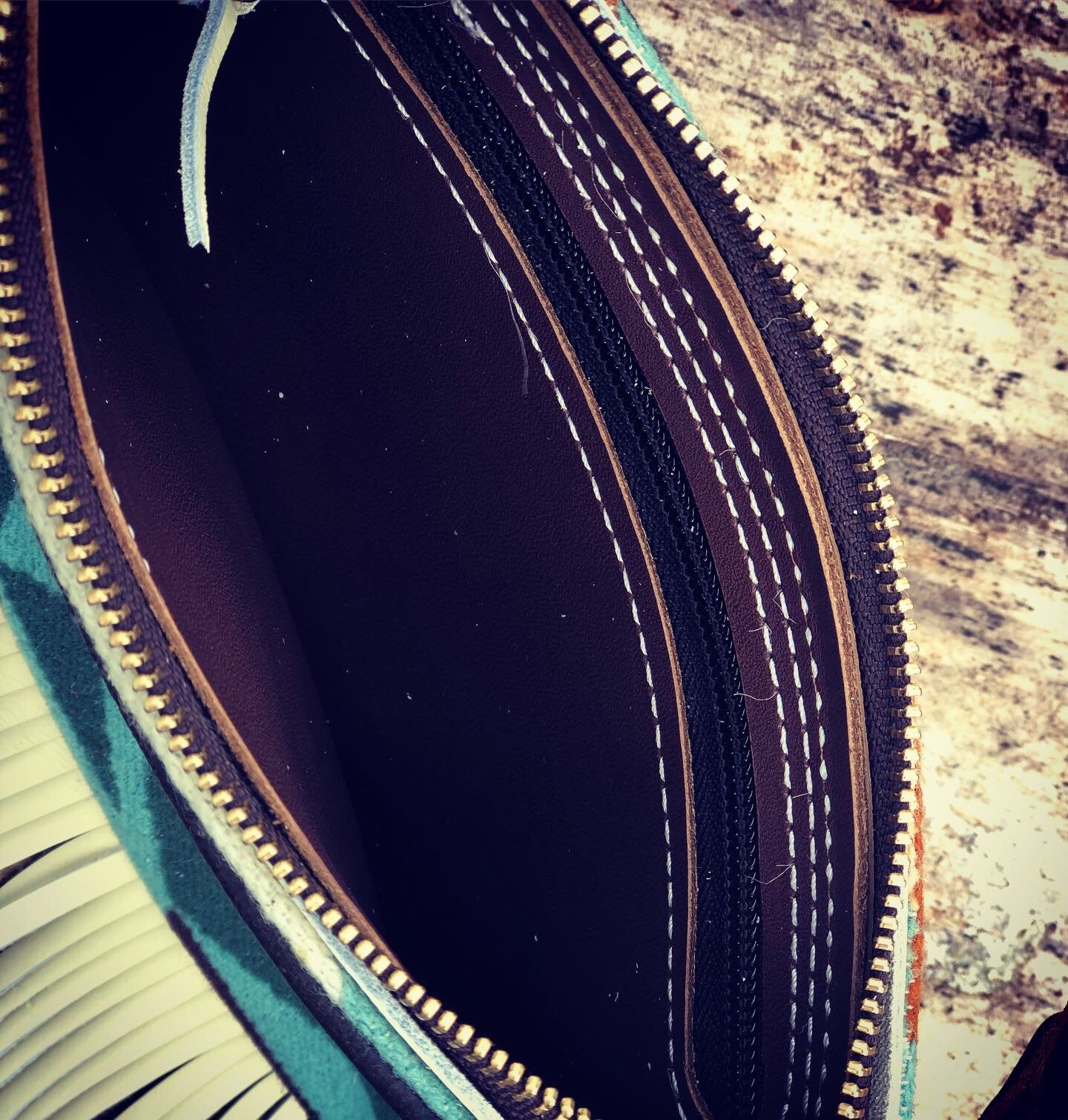 Turquoise and Fringe Pendleton Crossbody Clutch