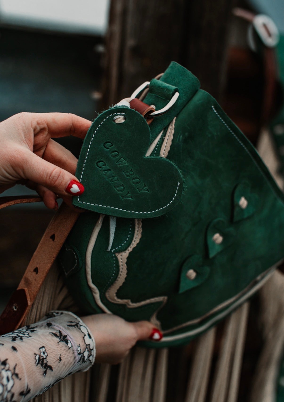 Green Hearts Chap Purse