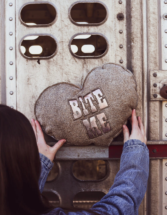 “Bite Me” Heart Pillow