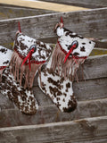 Cowhide Christmas Stockings Red