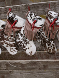 Cowhide Christmas Stockings Red