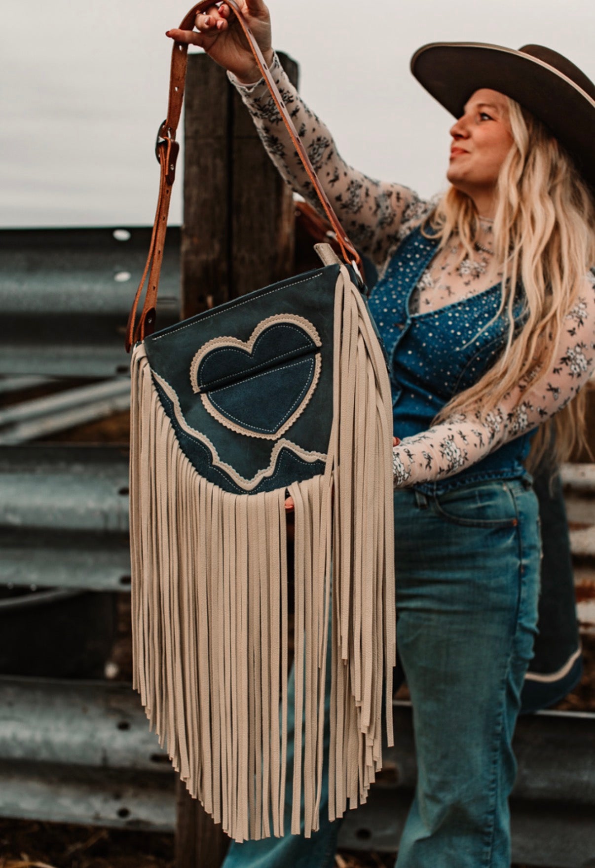 Navy Blue Hearts Chap Purse