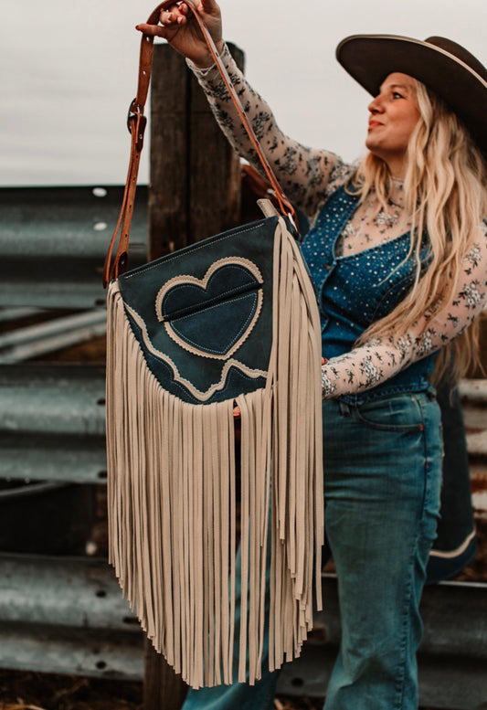 Navy Blue Hearts Chap Purse