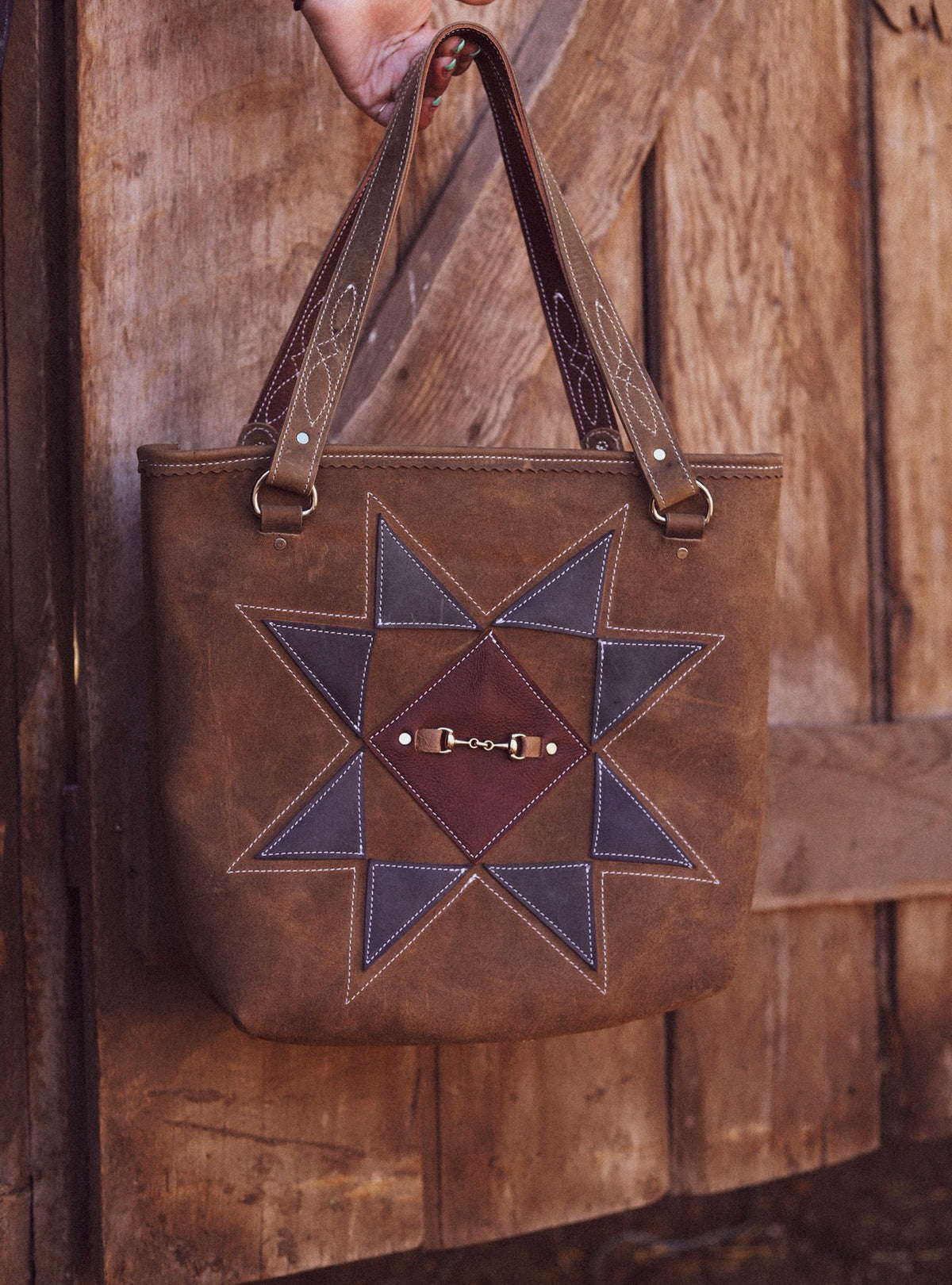 Barn Star Tote Navy and Mahogany