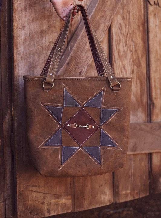 Barn Star Tote Navy and Mahogany