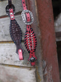 Pink and Black Whipstitch Headstall