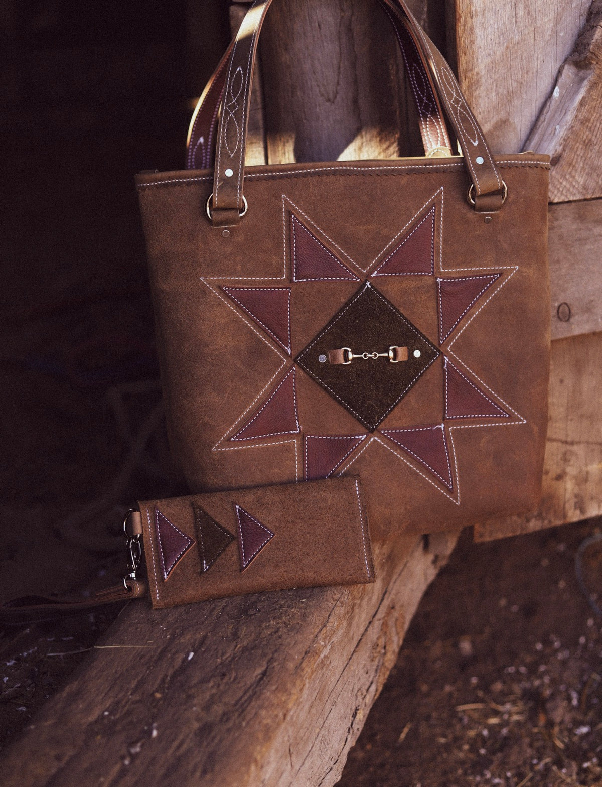 Barn Star Tote Mahogany and Olive