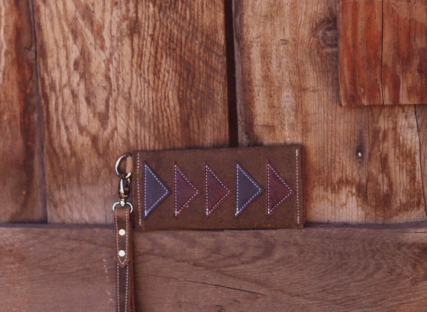 Barn Star Wristlet Wallet Mahogany and Navy