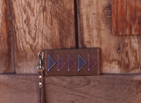 Barn Star Wristlet Wallet Mahogany and Navy