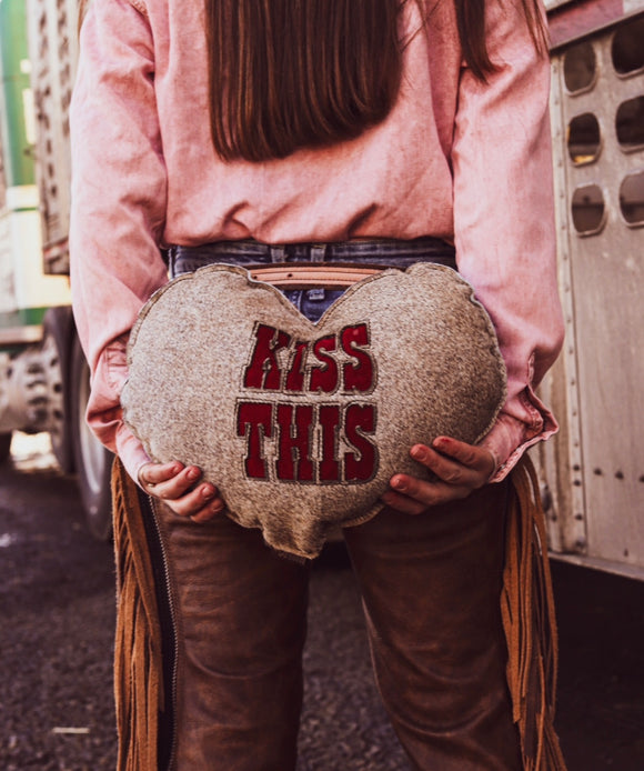 “Kiss This” Heart Pillow