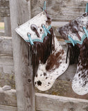 Cowhide Christmas Stockings Turquoise