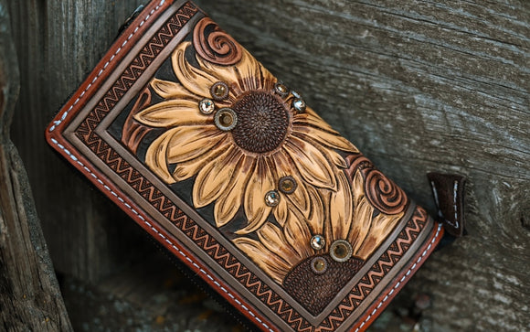 Sunflowers Zippered Clutch Wallet