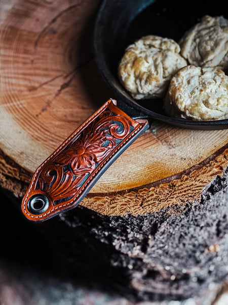 Hand Tooled Cast Iron Handle Covers – Rising Heart Ranch